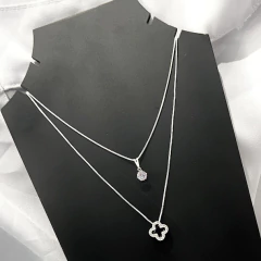 Colar Duplo Feminino Folheado à Prata - Mix Acessórios