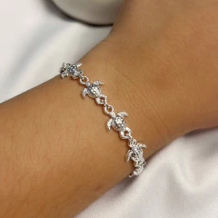 Pulseira Cobra Tartarugas Riviera Dupla Folheada à Prata na internet