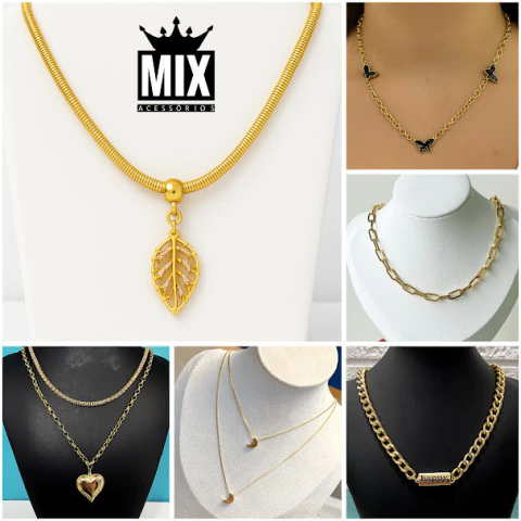 Colar Duplo Folheado à Ouro Dourado Cartie Corrente Borboleta Lua