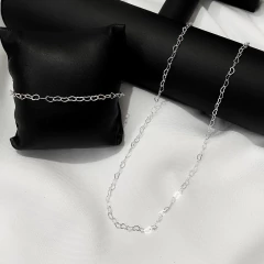 Kit Colar e Pulseira Corações Folheado à Prata