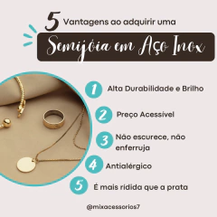 Kit Corrente e Pulseira Masculina Elo Grume em Aço Inoxidável Banhado Ouro - comprar online