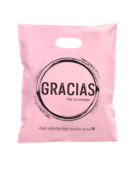 Bolsa Riñon 40x50 Gracias Rosa letras negras x50u - comprar online