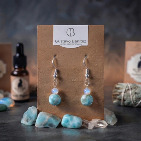 LARIMAR, aros colgantes