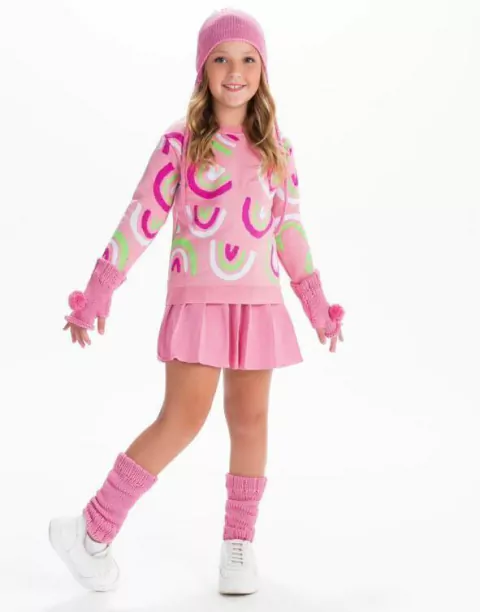 trico rosa mini arco íris