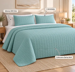 VERANO COMPLETO: Sábanas 600 Hilos + Cubrecamas + Almohadas - Mero Home