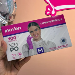 Luva Rosa Nitrilico caixa (100un) - Inoven - Lojinha do Esmalte