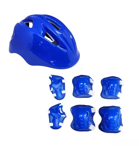 KIT CAPACETE+JOELHEIRA AZUL