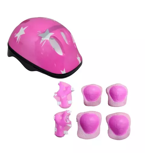 KIT CAPACETE+JOELHEIRA ROSA