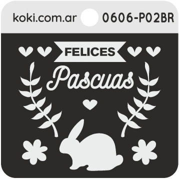 B02 | Sello Pascuas 6x6 Bajo Relieve - Conejo con Frase (5 unidades)