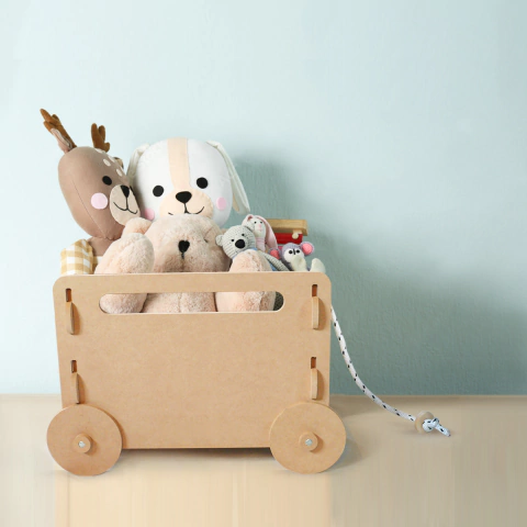 Carro Infantil Cajón para Juguetes con Ruedas y Soga (para armar)