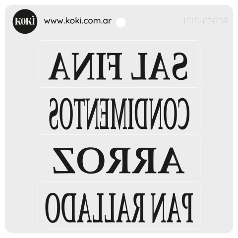 026 | Sello 15x15 Bajo Relieve - Sal Fina, Condimentos, Arroz, Pan Rallado (5 unidades)