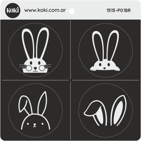 B01 | Sello Pascuas 15x15 Bajo Relieve - Conejitos (5 unidades)