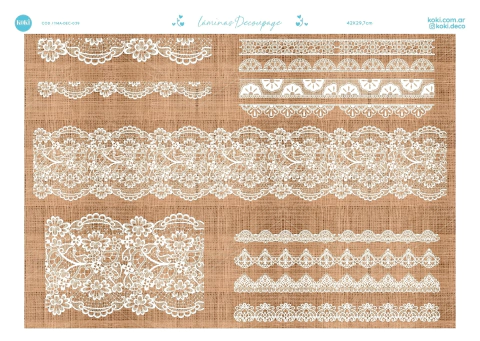 Lámina Decoupage 039 - Puntillas (5 unidades)