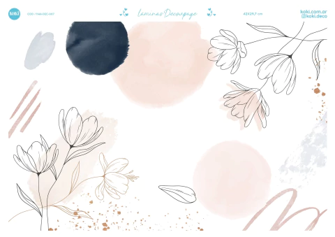 Lámina Decoupage 087 - Flores Minimalista (5 unidades)