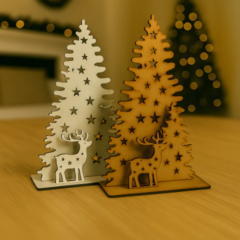 Arbol Navidad con Reno y Estellas 37x20cm - Color a Eleccion! - comprar online