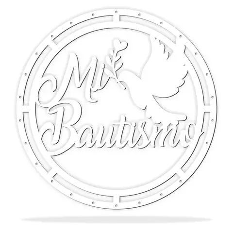 Cartel Circular Mi Bautismo Paloma para Luces LED - Fibroplus Blanco
