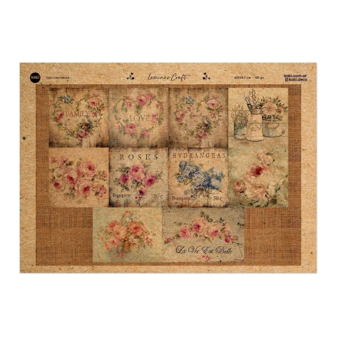 Lámina Craft 018 - Mosaicos Florales Vintage (5 unidades)