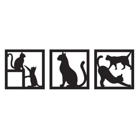 Cuadros Decorativos Silueta de Gatos - Fibroplus Negro - comprar online