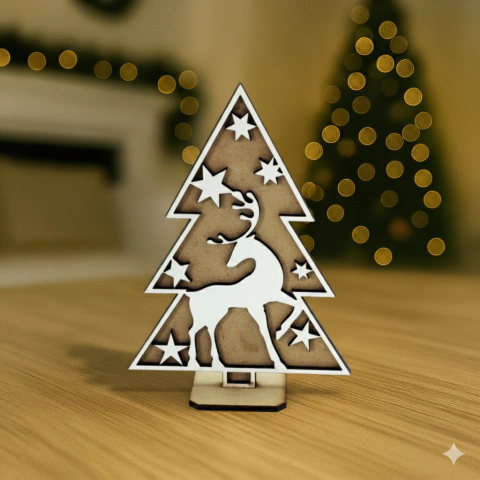 Arbol Navidad Reno 16x12cm Fibroplus y Natural - comprar online