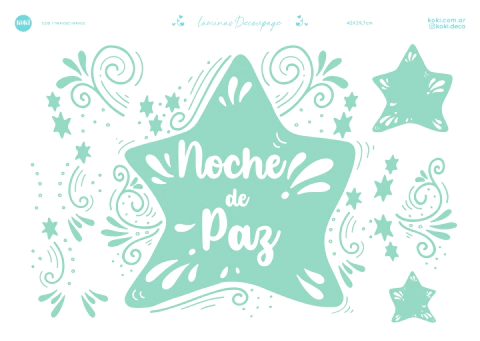 Lámina Decoupage N02 - Estrella Noche de Paz (5 unidades)