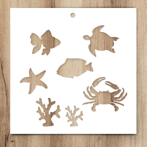 154 | Stencil 20x20 - Animales Marinos (5 unidades) - comprar online