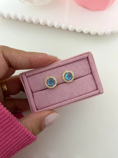 Brinco Leticia azul- ouro