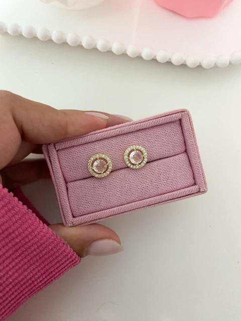 Brinco Leticia cristal - ouro