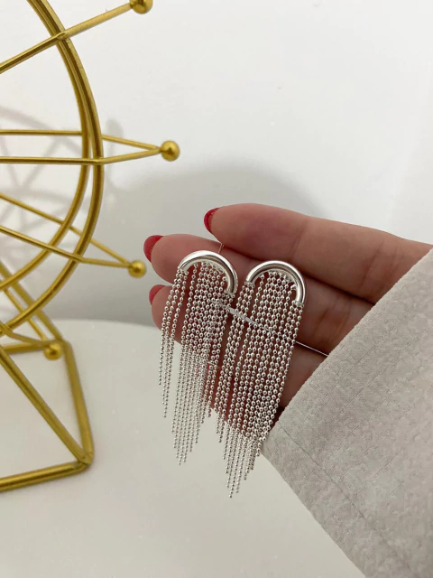 Brinco franja - prata