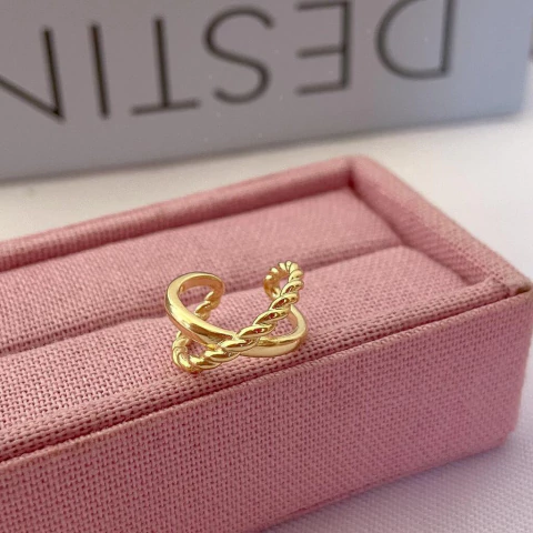 Piercing fake cruzado - ouro