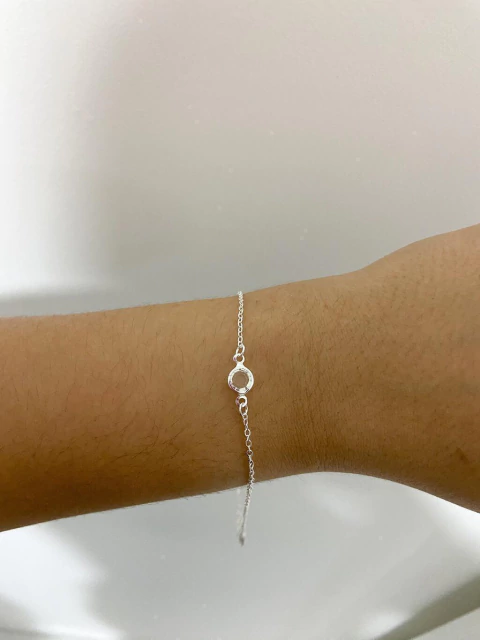 Pulseira pedrinha cristal - prata
