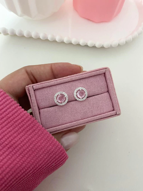 Brinco Leticia rosa - prata