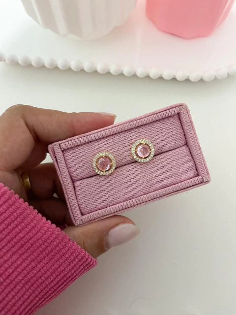 Brinco Leticia rosa - ouro