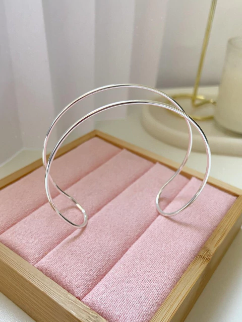 Bracelete 2 fios regulável - prata