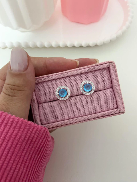 Brinco Leticia azul - prata