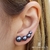 Brinco Mini Ear Cuff Pérolas Negras Banho Ródio Branco - comprar online