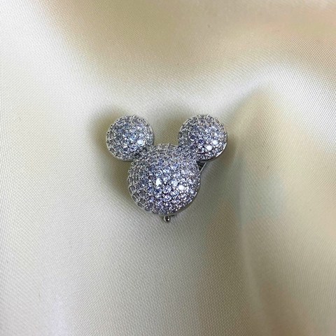 Pingente Mickey Cravejado Banho Ródio