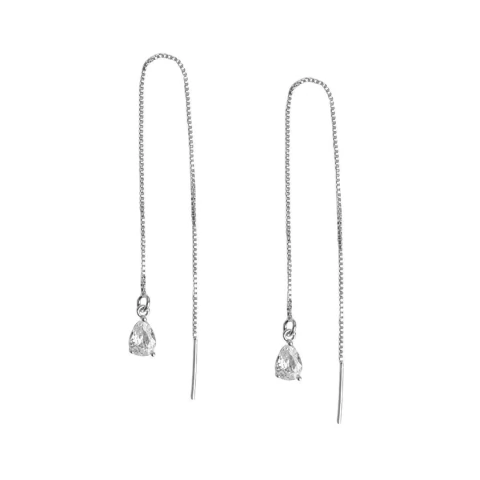 Brinco Fio Gotinha Banho Ródio