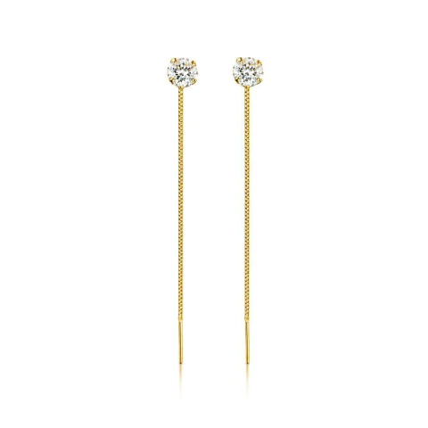 Brinco Fio Ponto de Luz 5mm Banho Ouro