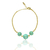 Pulseira Elos Cristal Verde Banho Ouro