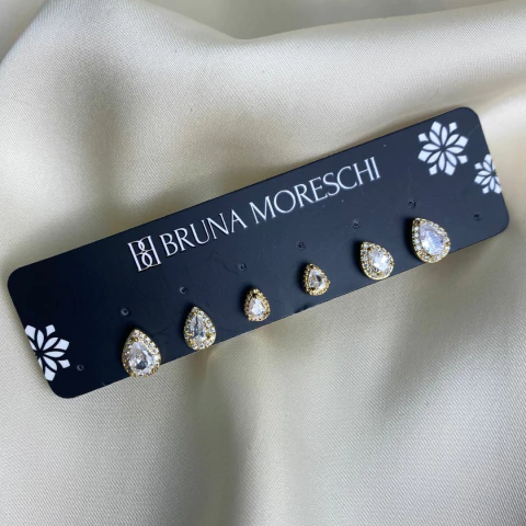 Mix Trio Gota Cravejada Banho Ouro