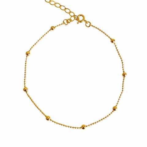 Tornozeleira Bolinhas Intercaladas Banho Ouro