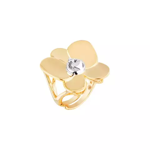 Anel Ajustável Flor Lisa Banho Ouro