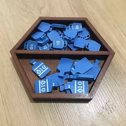 Organizador de Tokens Hexagonal Médio com Divisória