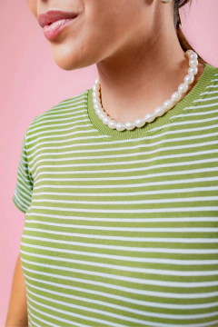 T-shirt listrada - Verde - comprar online