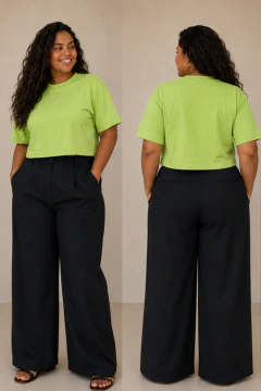 Camiseta cropped feminina 100% algodão premium (mais ajustado ao corpo)- Verde bandeira na internet