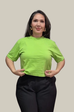 Camiseta cropped feminina 100% algodão premium (mais ajustado ao corpo)- Verde bandeira na internet