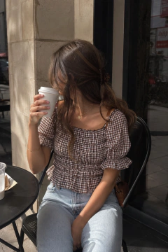 Blusa chloe cuadrille - comprar online