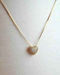 Colar Coração Cravejado Banhado a Ouro - comprar online