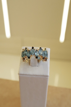 Anel Pedras Turquesas Ponta Azul - comprar online