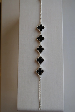 Pulseira Trevos Preto Banhado a prata - comprar online